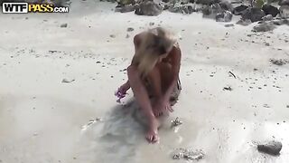 Private couple enjoyed sex on the Russian beach