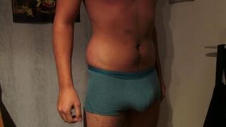 A man came too early in his panties with sperm