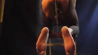 A healthy man with a cancer stands and masturbates