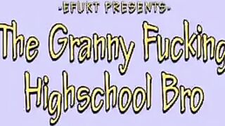The guy gently pushed his dick into the crotch of the granny pants