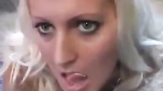 A whims woman tastes sperm from a spoon in an intimate act