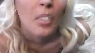 A whims woman tastes sperm from a spoon in an intimate act