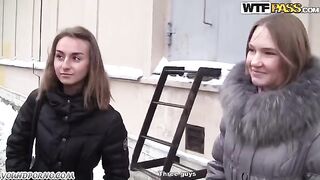 A blonde is having fun with two guys in POV style