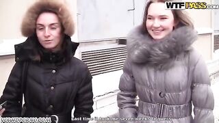 A blonde is having fun with two guys in POV style