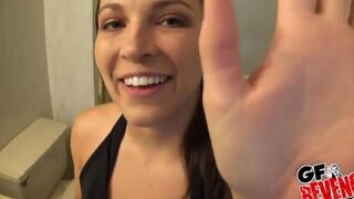 Short and sweet bathroom session with a stunning beauty, just grab what you need