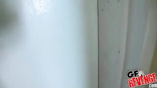 Short and sweet bathroom session with a stunning beauty, just grab what you need