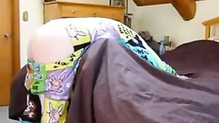 A girl has fun with her brother in a bedroom, exploring BDSM vibes