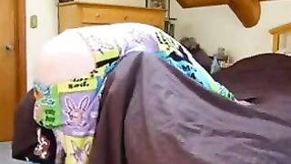 A girl has fun with her brother in a bedroom, exploring BDSM vibes