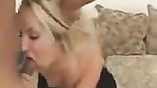 Blonde beauty gets her mouth and ass worked over