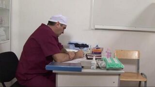 The doctor put a special device in the girl's sweet pussy in the hospital