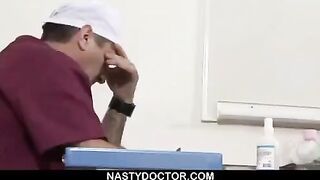 The doctor put a special device in the girl's sweet pussy in the hospital