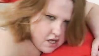 A man got his dick covered with cum after fucking a fat woman