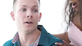 Demi Sutra massages her friend’s cock before a date, showcasing her signature slippery skills