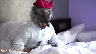 Redhead girl seduced the Wolf, showcasing sensual passion