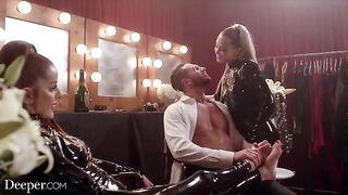 Latex-clad beauties Avery and Vanna dive into wild threesome action