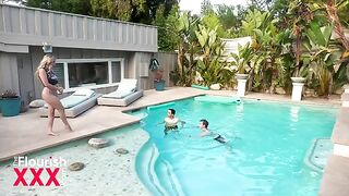 Two students have steamy poolside sex education lesson
