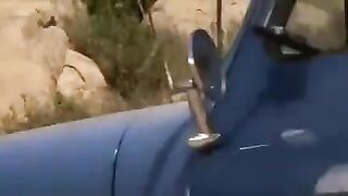 The guy did a stupid thing with his cock on the road