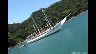 Bunch of bitches fucked on the yacht, cum shot all over