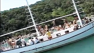 Bunch of bitches fucked on the yacht, cum shot all over