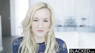 Fingered by a vibrator while fucking a black guy, this blonde is wild
