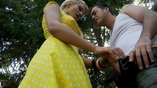 Babe fucked by her boyfriend on a motorcycle