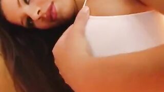 Girl plays with a dildo and her wet vagina