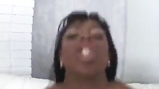 A black woman gave a stunning blowjob to her white guy