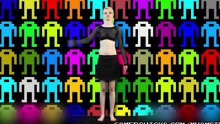 A sexy blonde girl is dancing on the strip in front of a crowd of men