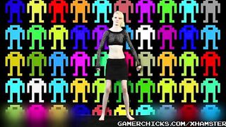 A sexy blonde girl is dancing on the strip in front of a crowd of men