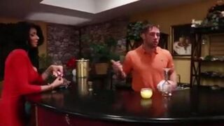 Sexy woman Christina fucked by a bartender on the couch