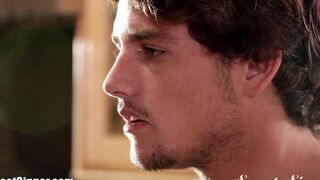 A man fucked a brunette on the bed, capturing every angle in HD