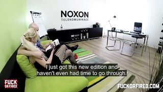 Fucking at work is done properly, especially with stockings