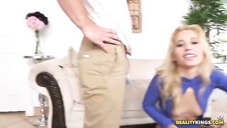 A blond girl with a hole in her chest was fucked