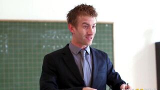 A hot girl student is fucking with her teacher in the classroom