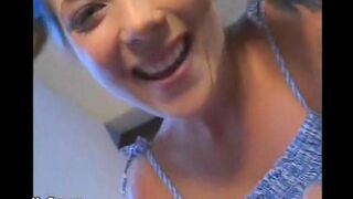 Midget fucked the cute babysitter with perfect bouncing tits