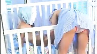 Midget fucked the cute babysitter with perfect bouncing tits