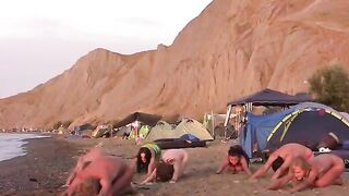 A hot nudist girl is having fun on the naked beach