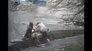 The guy photographed a girl during sex on the street, capturing it all