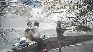 The guy photographed a girl during sex on the street, capturing it all