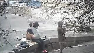 The guy photographed a girl during sex on the street, capturing it all