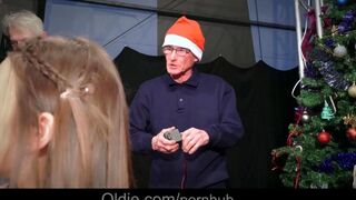 An old man and his wife fucked a hot Snow Maiden with big tits