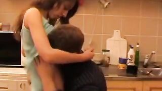 Father, being a drunk, fucked his daughter in a real incest scene