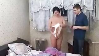 A son brought his old mother to a young man for sex