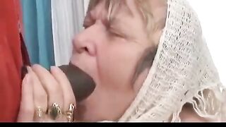 A black man with a big dick fucks his old grandmother