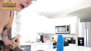 A girl with a nice ass flies over the bumps, showcasing her moves
