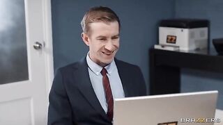 The boss fucks his secretary in nylons, the slut is a sex machine