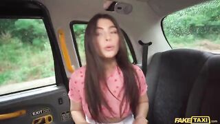 The angry girl is very horny and fucks in the car on nature