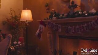 Hot Christmas blondie heels and footjob with long toenails