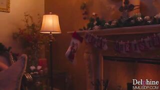 Hot Christmas blondie heels and footjob with long toenails