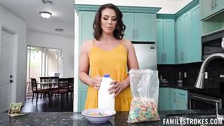 A hot woman is having fun while her husband is away at home